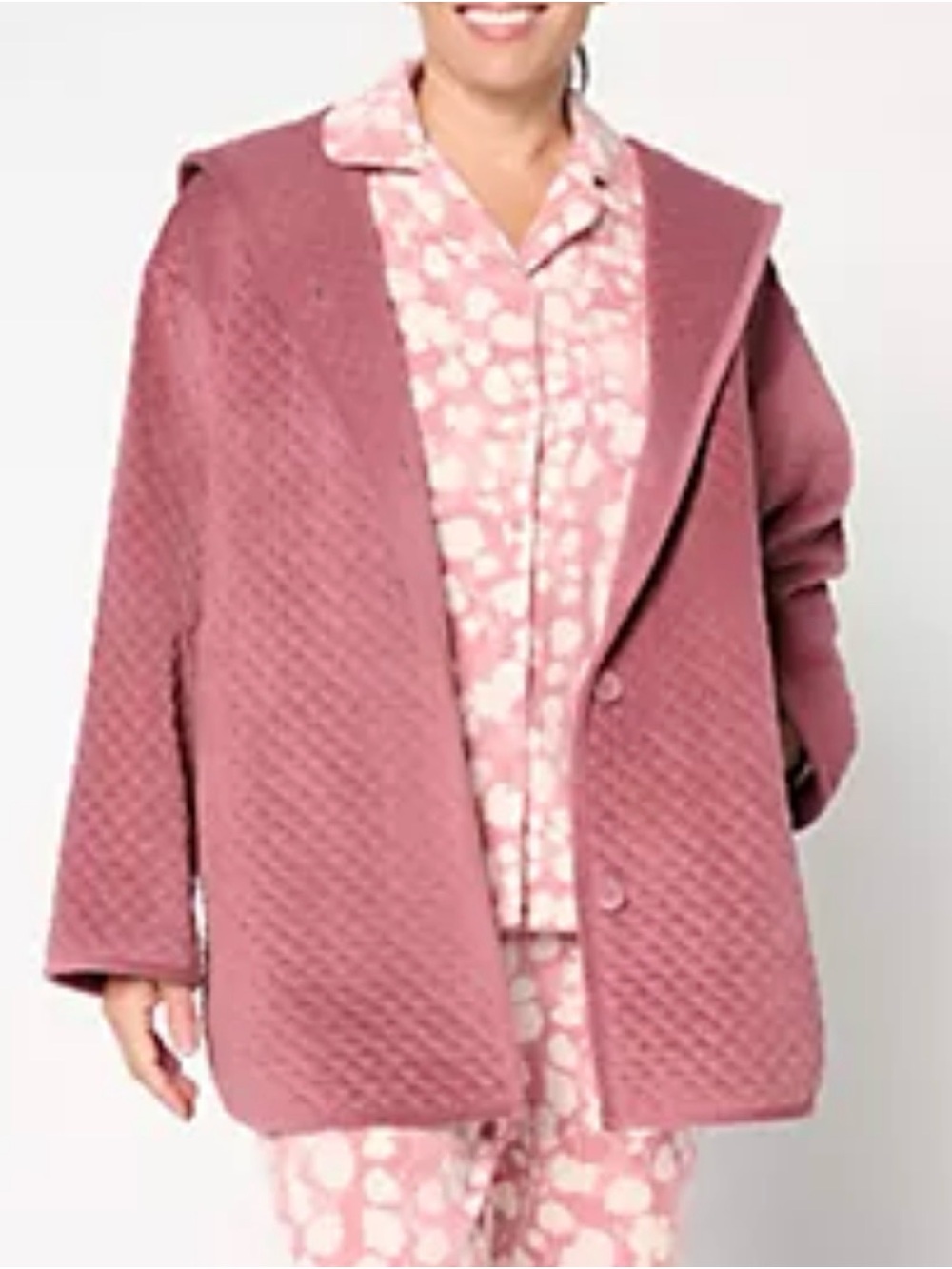 Berkshire Homewear Quilted Baby Fleece Cardigan Pink Medium NWT IN PKG